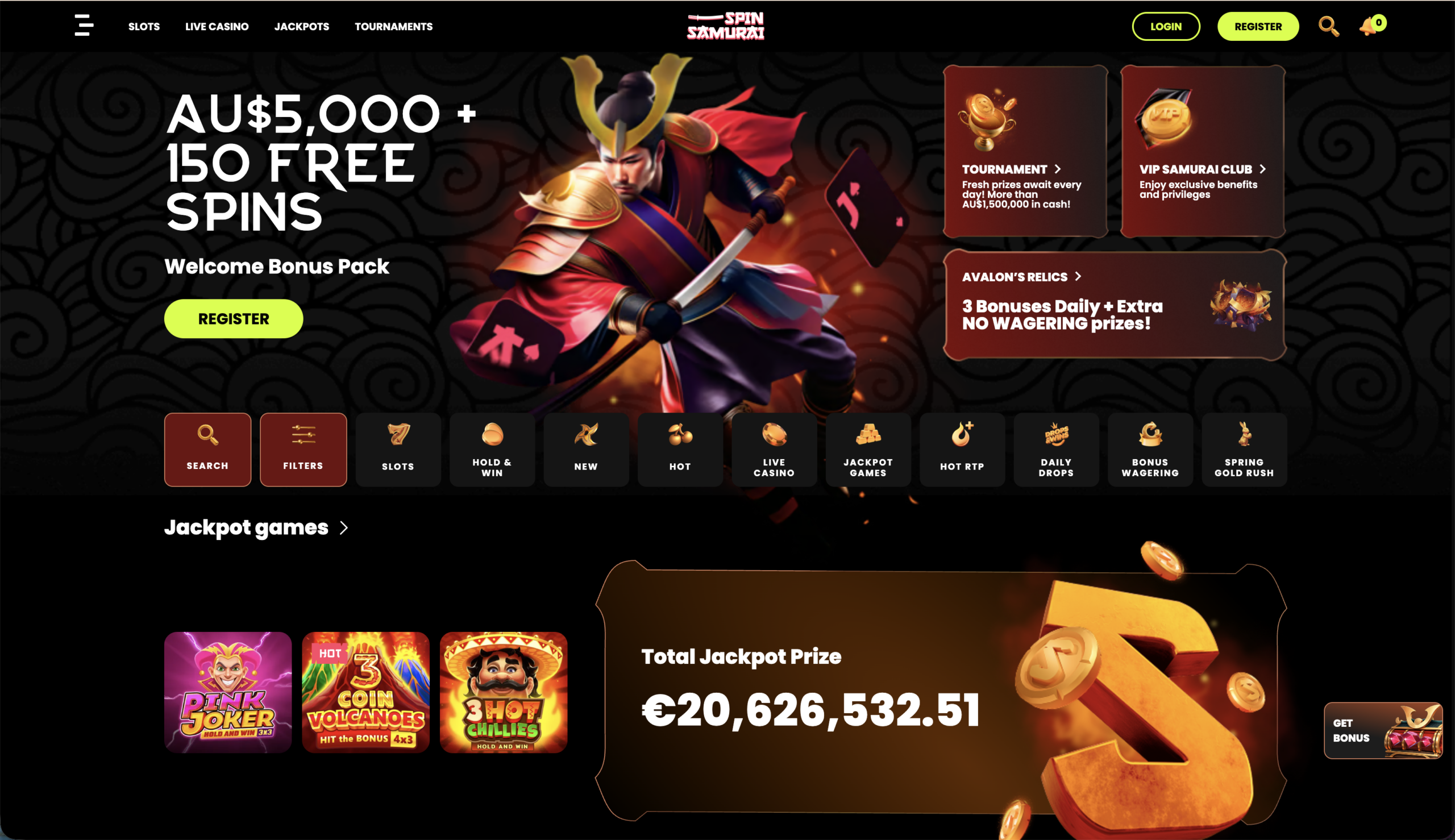 Spin Samurai Casino desktop