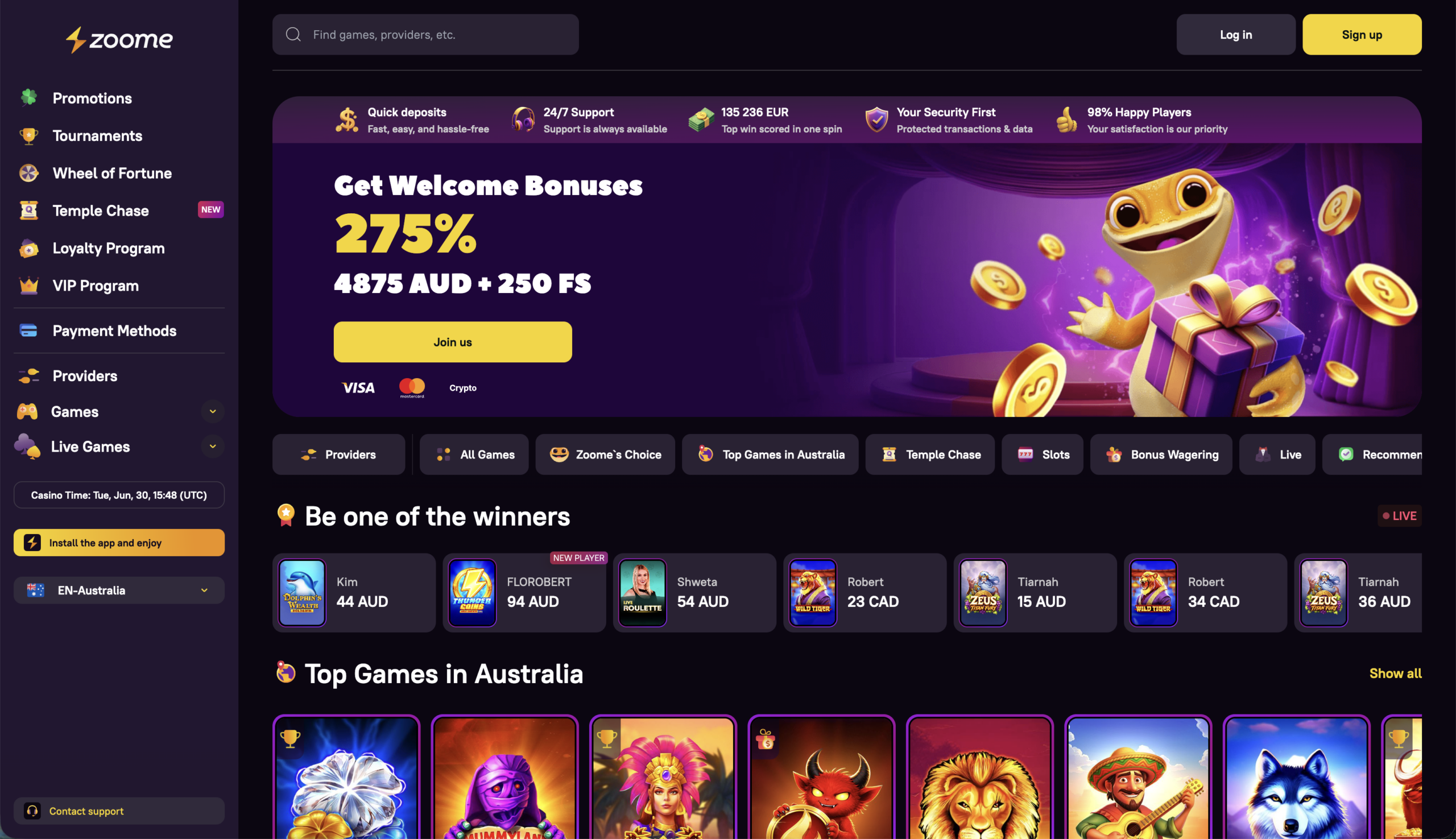 Zoome Casino welcome bonus