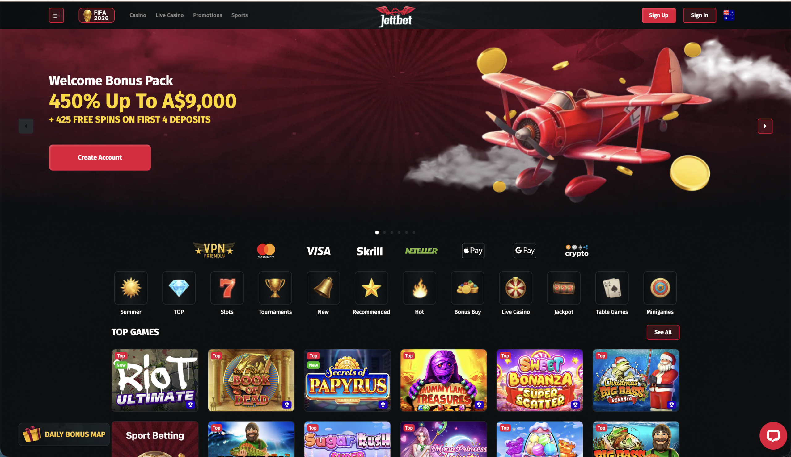 Jettbet Casino welcome bonus