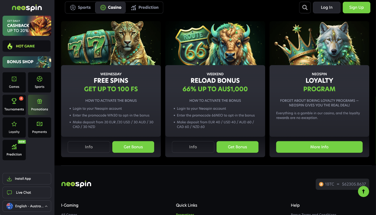 Neospin Casino - Reload Bonus