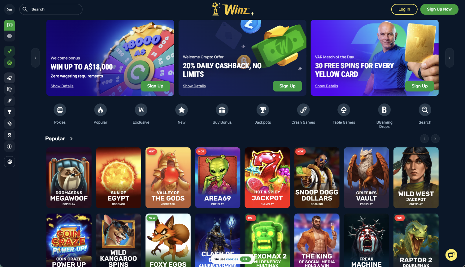 Winz Casino - Crypto Cashback With Zero Wagering