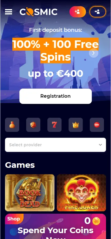 cosmic slot casino bonus