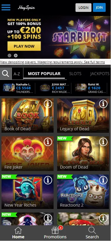 heyspin casino bonus