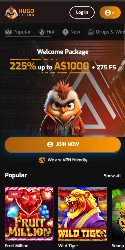 hugo casino mobile