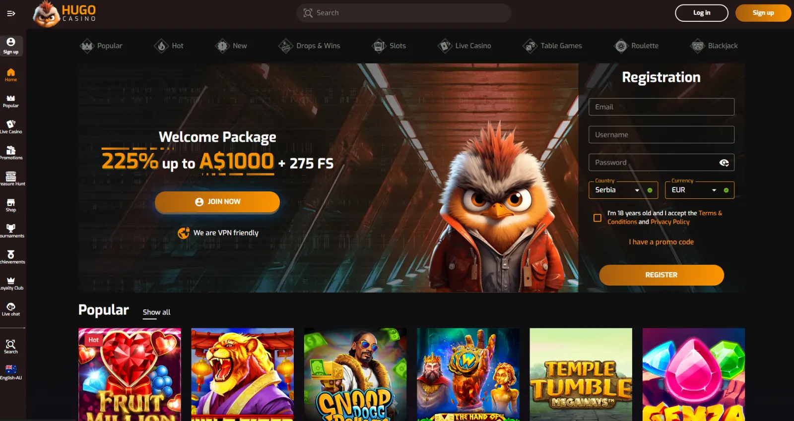 hugo casino review