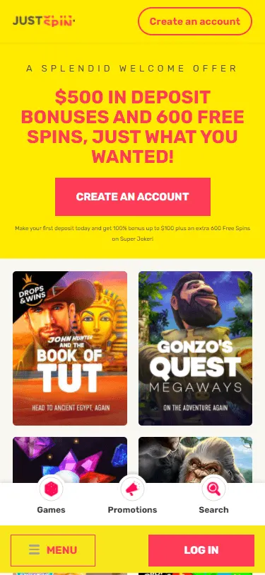 just spin casino bonus