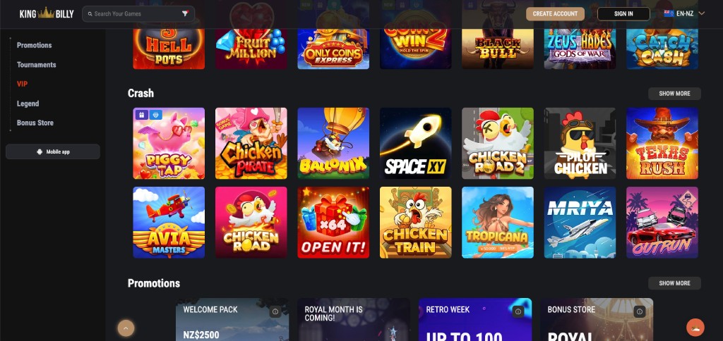 king billy casino crash games