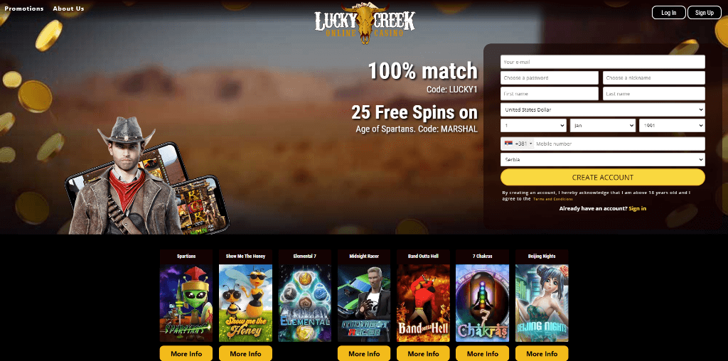 lucky creek casino 100 free spins 2022