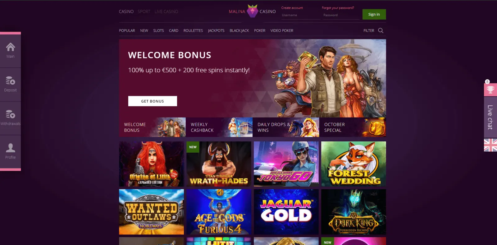 Malina Casino Review