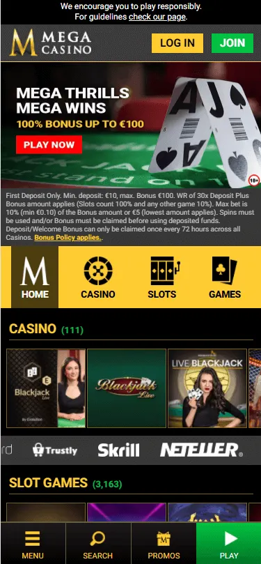 Mega Casino bonus