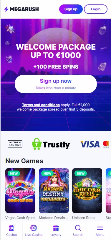megarush casino bonus