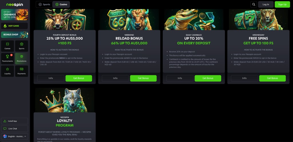 neospin casino reload bonus