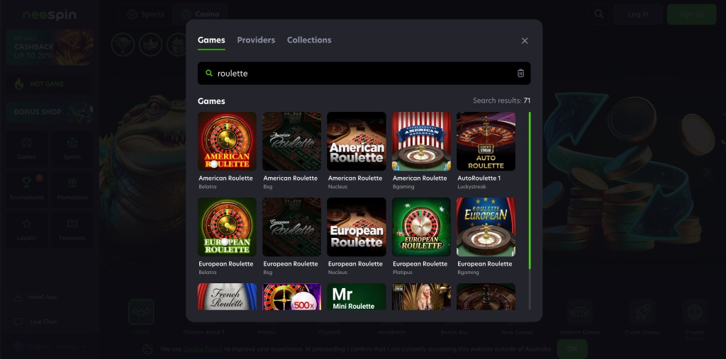 neospin casino roulette