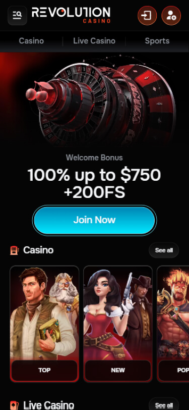 revolution casino bonus