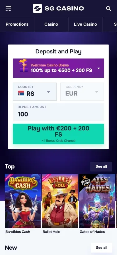 SG casino bonus