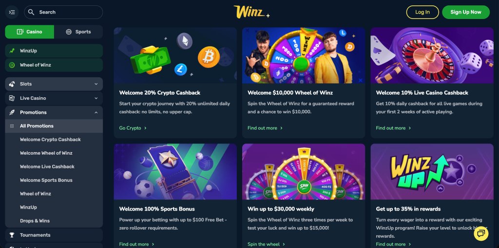 winz io casino cashback bonus